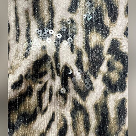 Chico’s long sleeve top animal print sequins large edgy mob wife holiday party - Picture 7 of 8